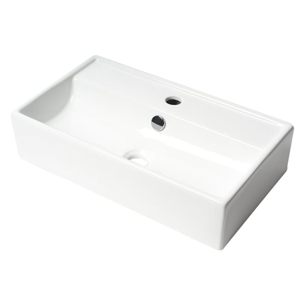 ALFI brand White Porcelain Wall-Mount Rectangular Bathroom Sink with Overflow Drain (21.38-in x 12.25-in)