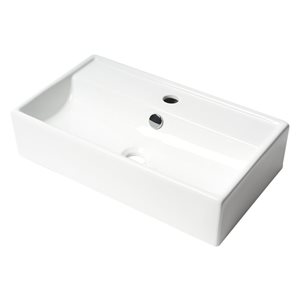 ALFI brand White Porcelain Wall-Mount Rectangular Bathroom Sink with Overflow Drain (21.38-in x 12.25-in)