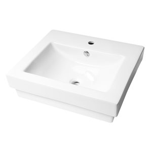 Alfi Brand White Porcelain Drop-In Rectangular Bathroom Sink with Overflow Drain (23.63-in x 20.13-in)
