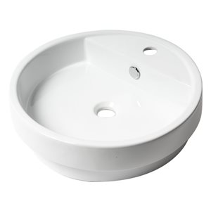 Alfi Brand White Porcelain Drop-In Round Bathroom Sink with Overflow Drain (19.13-in x 19.13-in)