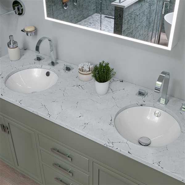 ALFI brand White Porcelain Undermount Round Bathroom Sink with Overflow Drain (16.88-in x 16.88-in)