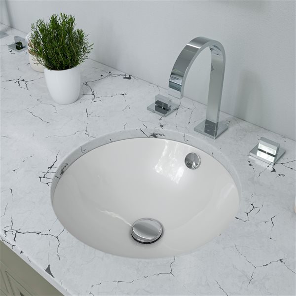 ALFI brand White Porcelain Undermount Round Bathroom Sink with Overflow Drain (16.88-in x 16.88-in)