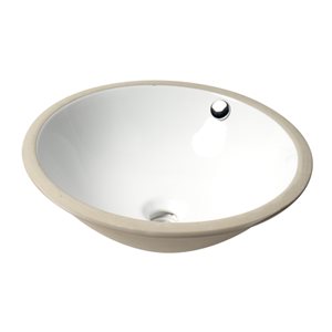 ALFI brand White Porcelain Undermount Round Bathroom Sink with Overflow Drain (16.88-in x 16.88-in)