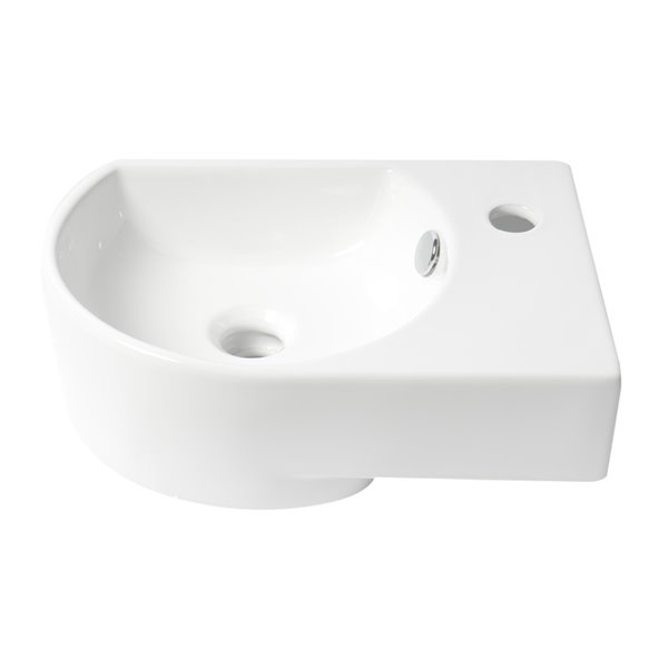 ALFI brand White Porcelain Wall-Mount Oval Bathroom Sink with Overflow Drain (16-in x 10.63-in)