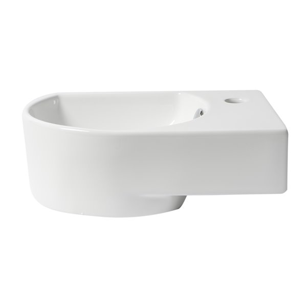 ALFI brand White Porcelain Wall-Mount Oval Bathroom Sink with Overflow Drain (16-in x 10.63-in)