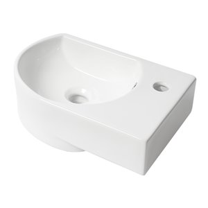 ALFI brand White Porcelain Wall-Mount Oval Bathroom Sink with Overflow Drain (16-in x 10.63-in)