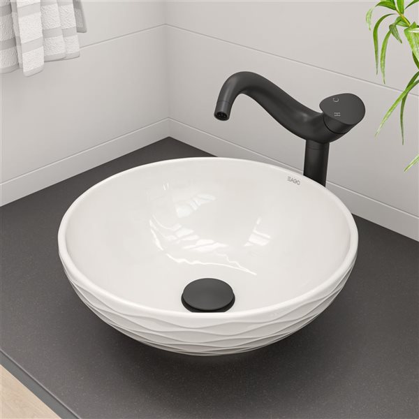 ALFI brand White Porcelain Vessel Round Bathroom Sink (15.13-in x 15.13 ...