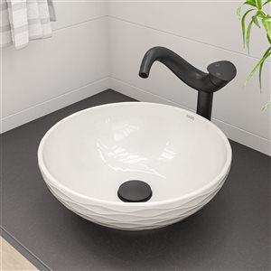 ALFI brand White Porcelain Vessel Round Bathroom Sink (15.13-in x 15.13-in)