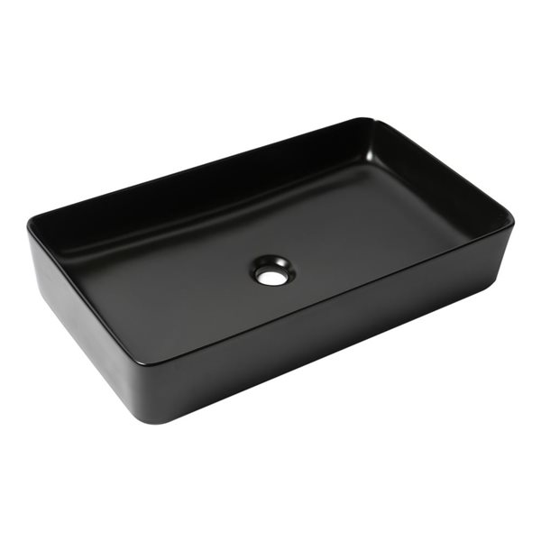 ALFI brand Black Matte Porcelain Vessel Rectangular Bathroom Sink (24-in x 13.63-in)
