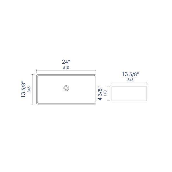 ALFI brand Black Matte Porcelain Vessel Rectangular Bathroom Sink (24-in x 13.63-in)