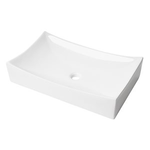 Alfi Brand White Porcelain Vessel Rectangular Bathroom Sink (25.75-in x 15.5-in)