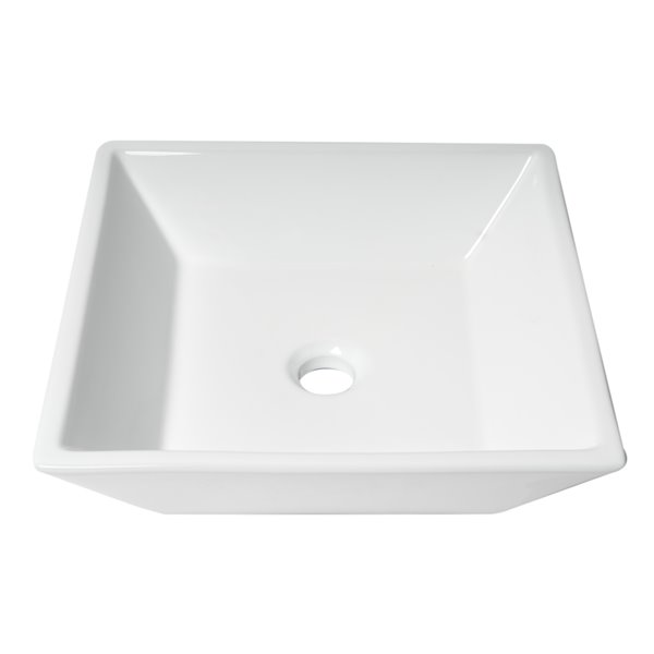 ALFI brand White Porcelain Vessel Square Bathroom Sink (16.5-in x 16.5-in)