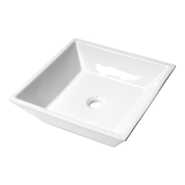 ALFI brand White Porcelain Vessel Square Bathroom Sink (16.5-in x 16.5-in)