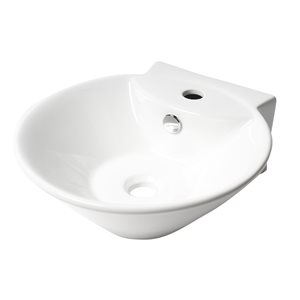 ALFI brand White Porcelain Wall-Mount Oval Bathroom Sink with Overflow Drain (16.38-in x 16.88-in)