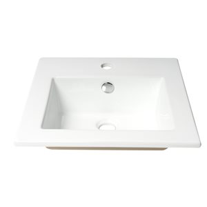 ALFI brand White Porcelain Drop-In Square Bathroom Sink with Overflow Drain (16.38-in x 16.13-in)