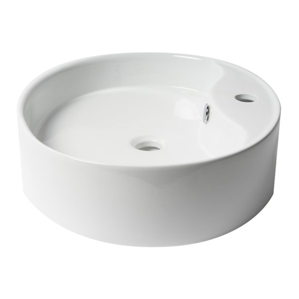 ALFI brand White Porcelain Vessel Oval Bathroom Sink with Overflow Drain (22-in x 18.13-in)