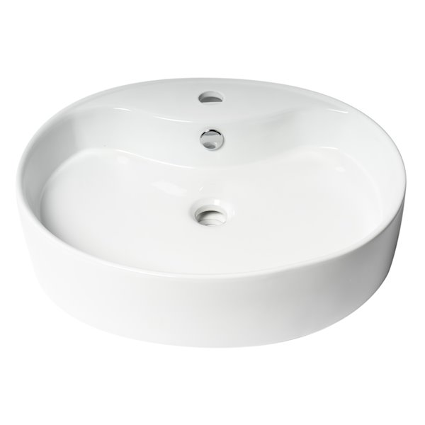 ALFI brand White Porcelain Vessel Oval Bathroom Sink with Overflow Drain (22-in x 18.13-in)