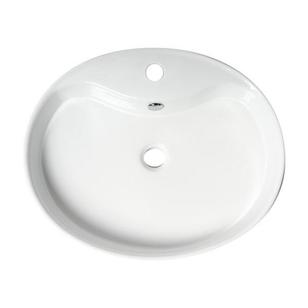 ALFI brand White Porcelain Vessel Oval Bathroom Sink with Overflow Drain (22-in x 18.13-in)