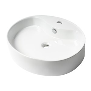 ALFI brand White Porcelain Vessel Oval Bathroom Sink with Overflow Drain (22-in x 18.13-in)