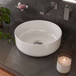 ALFI brand White Porcelain Vessel Round Bathroom Sink (15.5-in x 15.5-in)