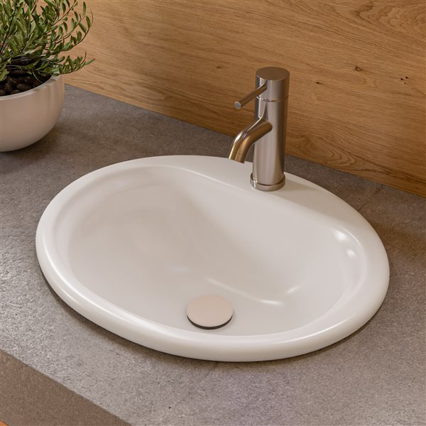 ALFI brand White Porcelain Drop-In Oval Bathroom Sink with Overflow Drain (20.88-in x 17.5-in)