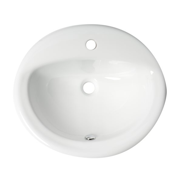 ALFI brand White Porcelain Drop-In Oval Bathroom Sink with Overflow Drain (20.88-in x 17.5-in)