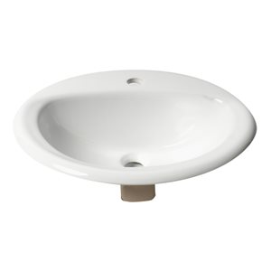 ALFI brand White Porcelain Drop-In Oval Bathroom Sink with Overflow Drain (20.88-in x 17.5-in)