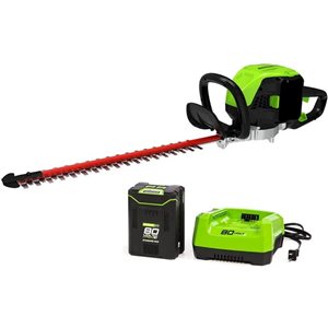 Taille-haie électrique 26 po sans fil Greenworks Pro 80 V batterie 2.0 Ah et chargeur inclus