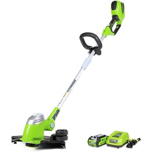 Greenworks 40-Volt 13-in Straight Cordless String Trimmer with Edge Guide 2.0 AH Battery and charger Included