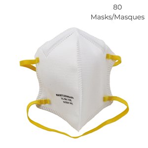 Masque respiratoire pliable N95 NIOSH Sekura de Makrite, paquet de 80
