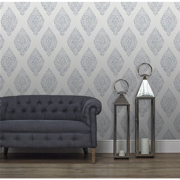 Advantage Pascale 56.4-sq. ft. Grey Non-Woven Damask Unpasted Wallpaper