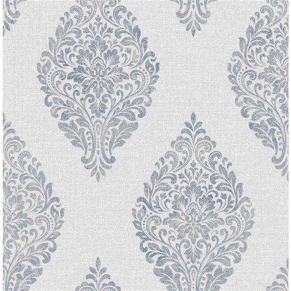 Advantage Pascale 56.4-sq. ft. Grey Non-Woven Damask Unpasted Wallpaper