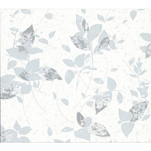 Papier peint non-tissé non encollé au motif de vignes Oceane de 57,8 pi² par Advantage, gris