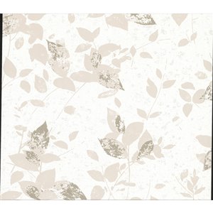 Papier peint non-tissé non encollé au motif de vignes Oceane de 57,8 pi² par Advantage, blanc cassé