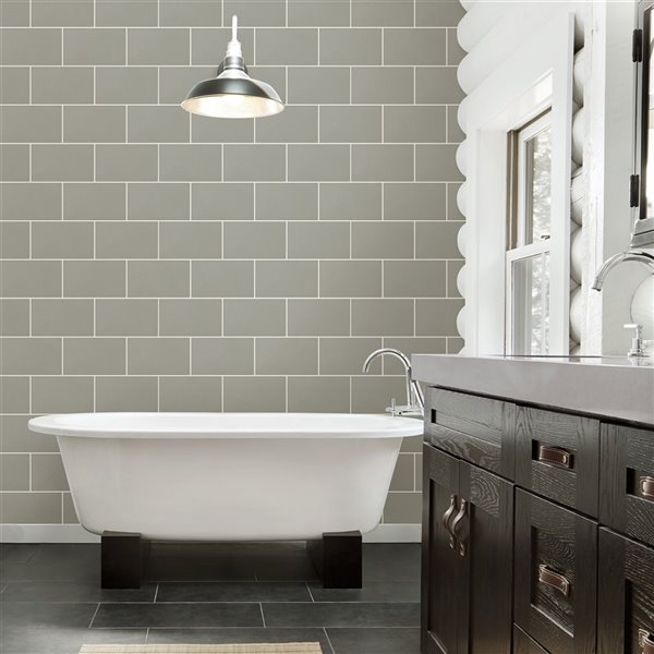 Advantage Neale 56.4-sq. ft. Grey Vinyl Tile Unpasted Paste the Paper Wallpaper