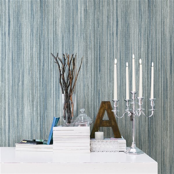 Advantage Audrey 57.8-sq. ft. Teal Non-Woven Stripes Unpasted Wallpaper