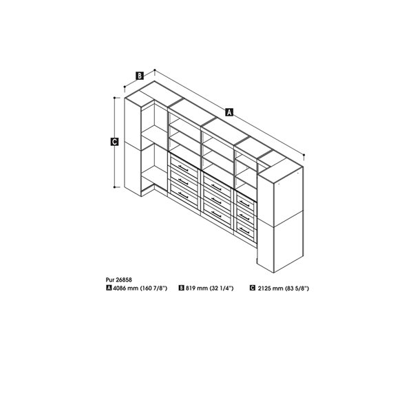 Bestar Pur 101-in Bark Grey Closet Organizer