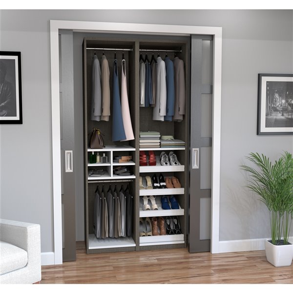 Bestar Cielo 39-in Bark Grey And White Closet Organizer 80855-47 | RONA