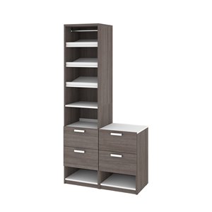 Bestar Cielo 39-in Bark Grey And White Closet Organizer with Drawers