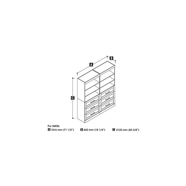 Bestar Pur 72-in Bark Grey Closet Organizer