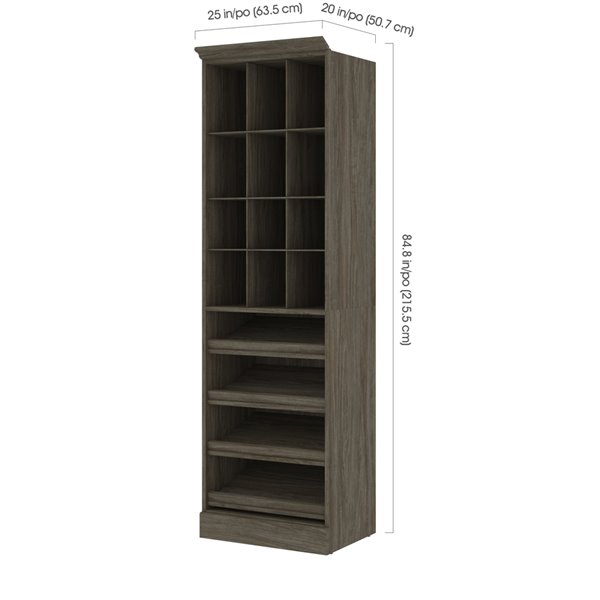 Bestar Versatile 25-in Walnut Grey Closet Organizer
