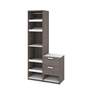 Bestar Cielo 39-in Bark Grey And White Closet Organizer with Shelves