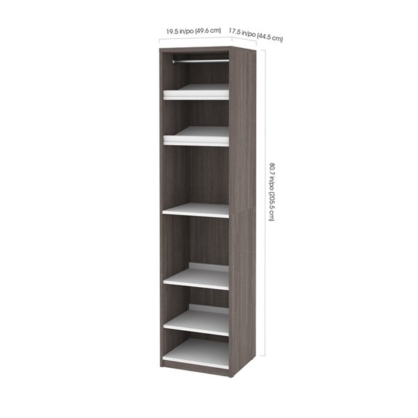 Bestar Cielo 59-in Bark Grey And White Closet Organizer with Drawers