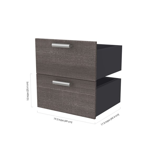 Bestar Cielo 59-in Bark Grey And White Closet Organizer with Drawers