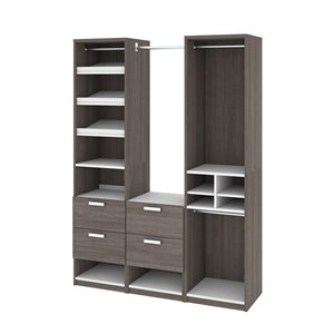 Bestar Cielo 59-in Bark Grey And White Closet Organizer with Drawers