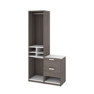 Meuble de rangement Cielo de 39 po gris écorce et blanc de Bestar avec tringles