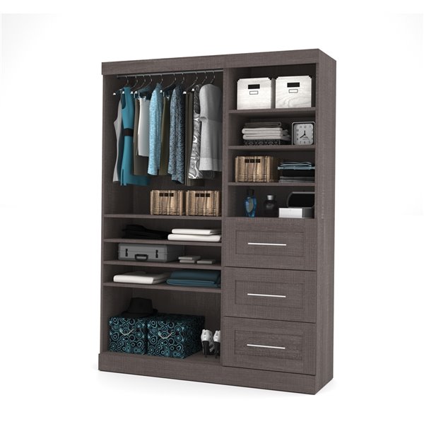 Bestar Pur 61-in Bark Grey Closet Organizer