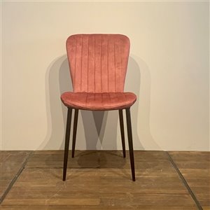 Corcoran Set of 2 Contemporary Pink Velvet Parsons Chair with Metal Frame