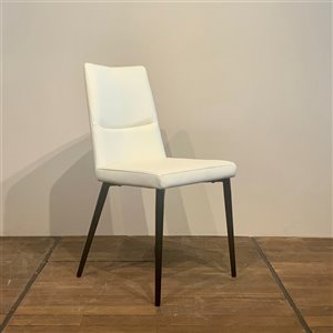 Corcoran Set of 2 Contemporary White Genuine Leather Parsons Chair with Metal Frame