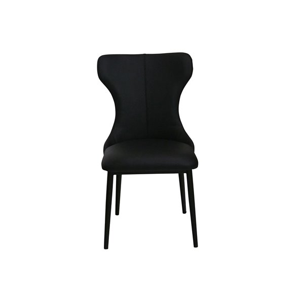 MobX Set of 2 Contemporary Black Genuine Leather Parsons Chair NH6310